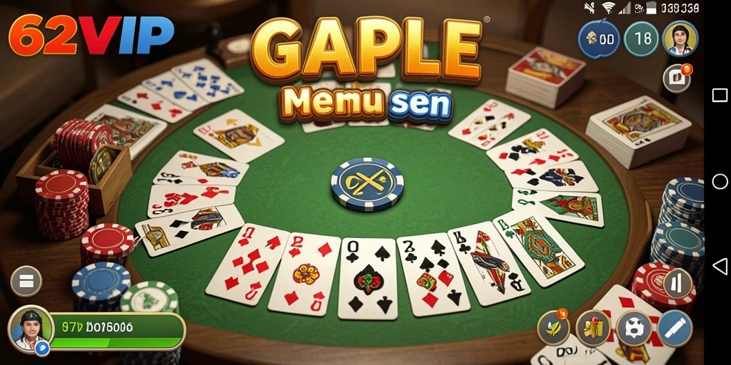 Tampilan gameplay Gaple yang seru dan interaktif di 62VIP.