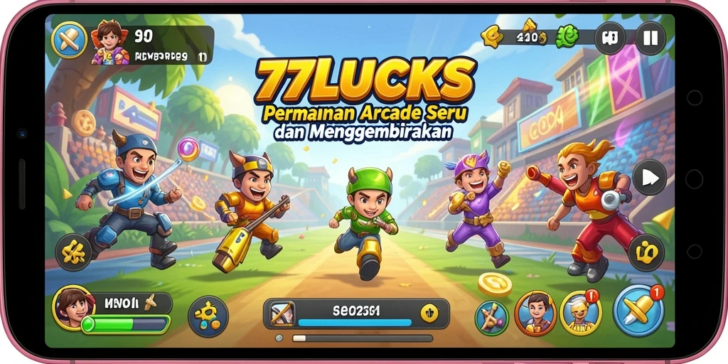 Screenshot gameplay <strong>77LUCKS</strong> yang penuh warna dan menantang.